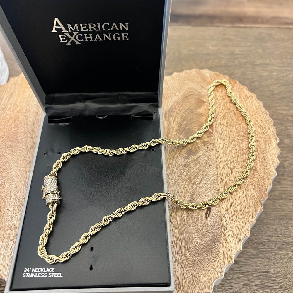 American Exchange Gold Rope Chain Necklace
